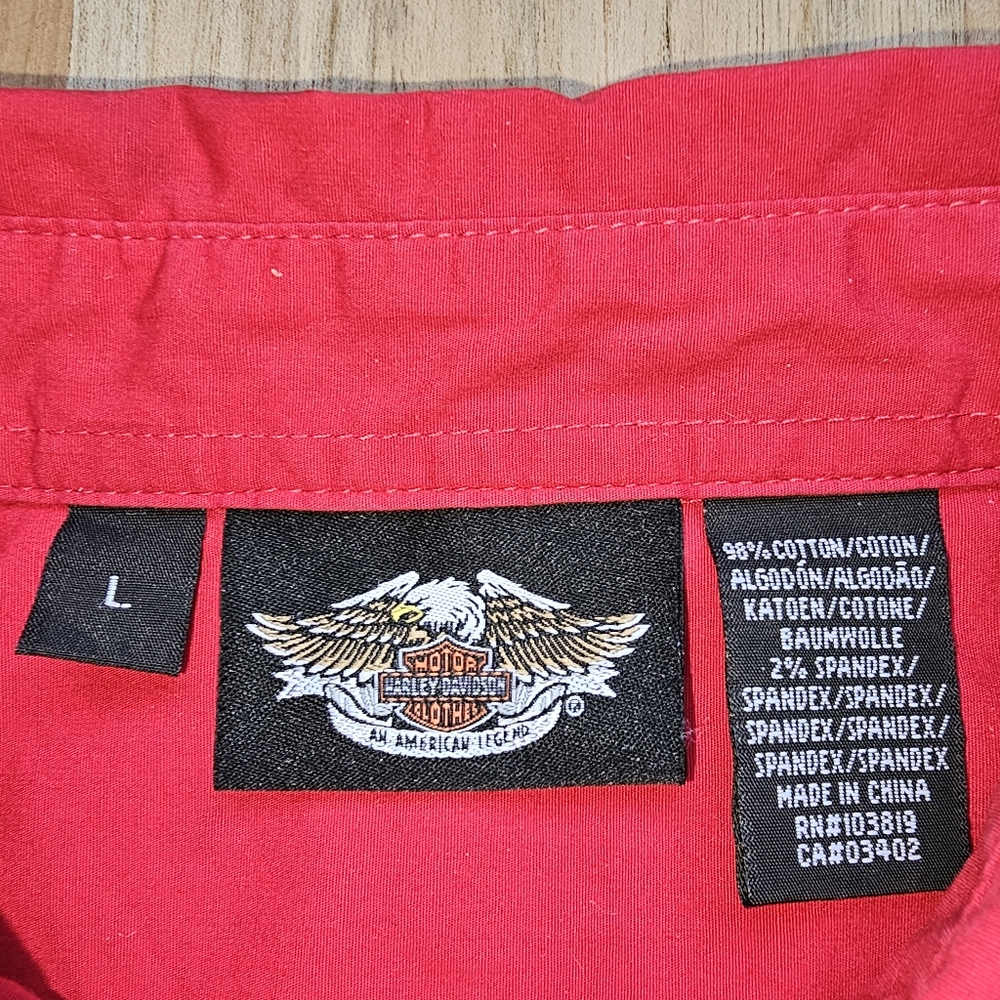 Harley Davidson Cycle Queen Red Snap Button Shirt Large - Picture 12 of 14